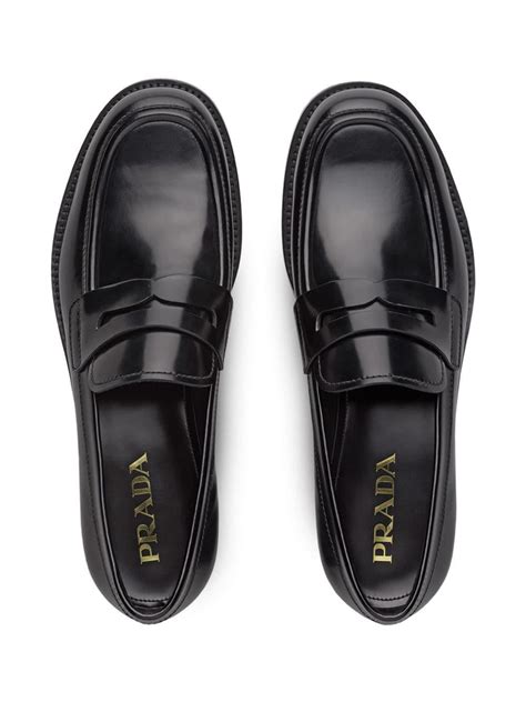 mens prada black leather slip on mules|Prada sole loafers men.